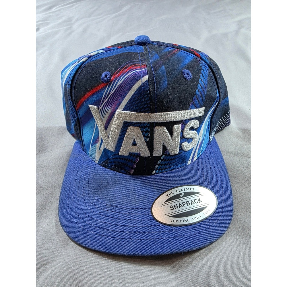Vans Snapback Hat Mens OSFM Blue Abstract Graphic Print Embroidered Logo